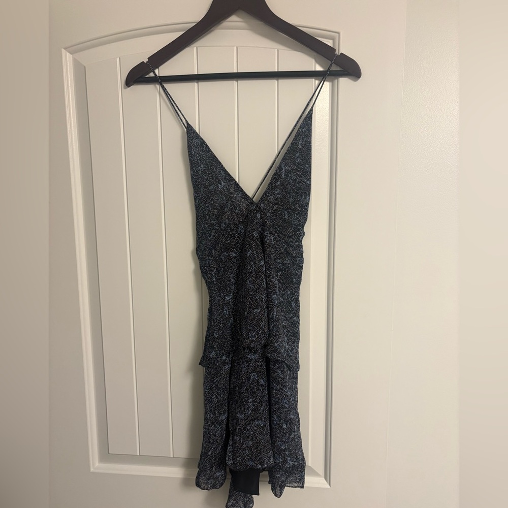 Zara Black and Blue Patterned Dress
